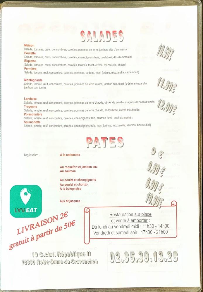 La terrasse restaurant pizzéria (pizzas, pâtes, salades) cuisine artisanale et service rapide, livraison le soir - Menu Image 2